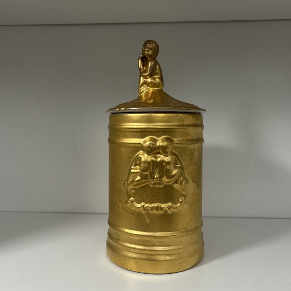 Porcelain Ceramic Decorative Golden Container Storage With Lid 1501‎